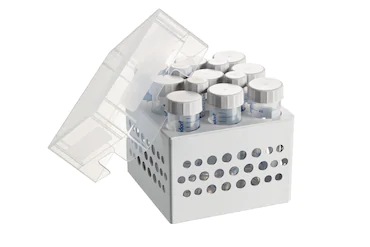 艾本德儲(chǔ)存盒 3 × 3, 可放置 9  個(gè) 50  mL 試管和 4  個(gè) 15  mL 試管，2  件，高 127  mm，5  英寸，聚丙烯材料，可耐受最低 -86  °C，高溫高壓滅菌，帶蓋子