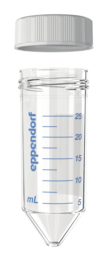 艾本德Eppendorf Conical Tubes 25 mL 帶螺旋蓋, 25 mL, 無菌、無熱原, 無RNase和DNase, 無DNA, 無色, 200 個 (8 包 × 25 個)